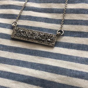 Silver Druzy Bar Necklace